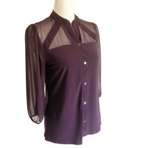 Atelier 29 Sheer Chiffon Sleeves Purple Size Small